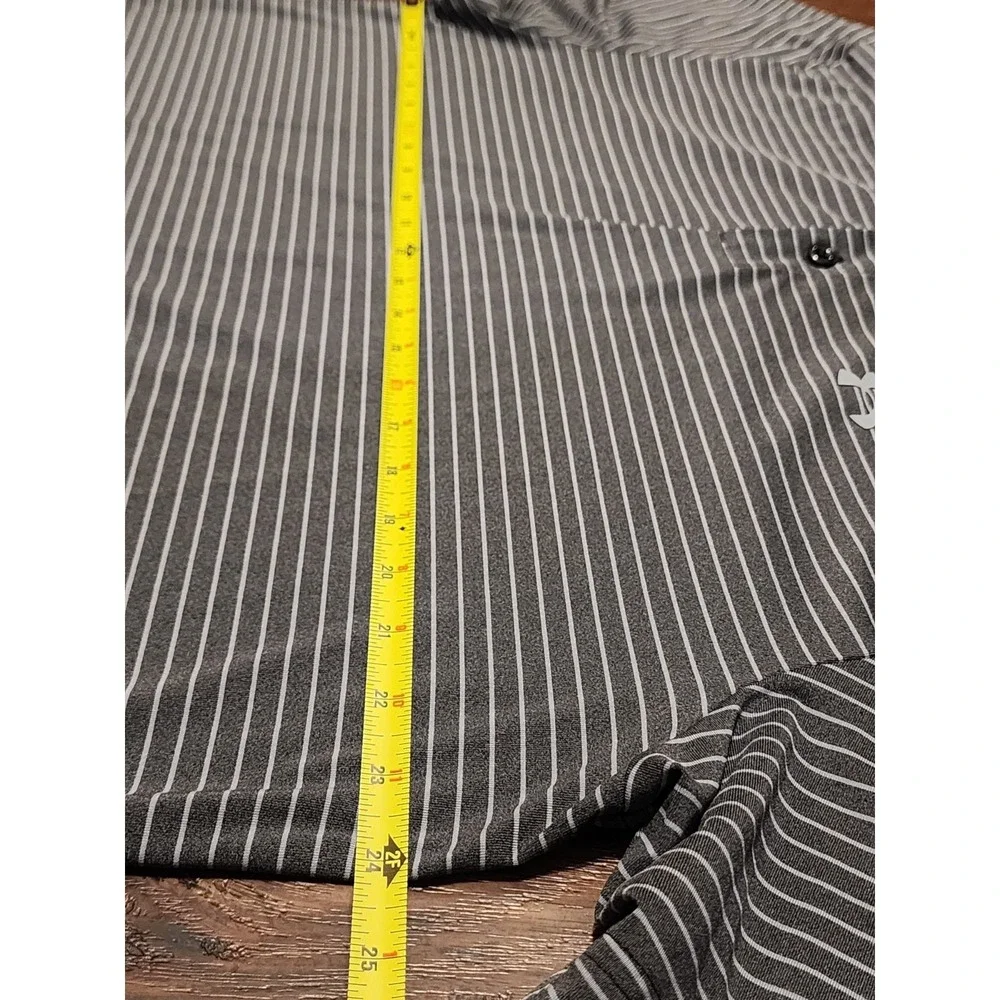 Under Armour Men's Polo Golf Shirt, Gray Stripe, Size XL, Short Sleeve, HeatGear